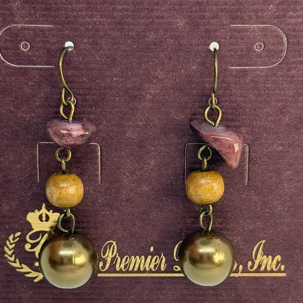 3For$20 Premier Designs Gold and Brown Dangle Earrings